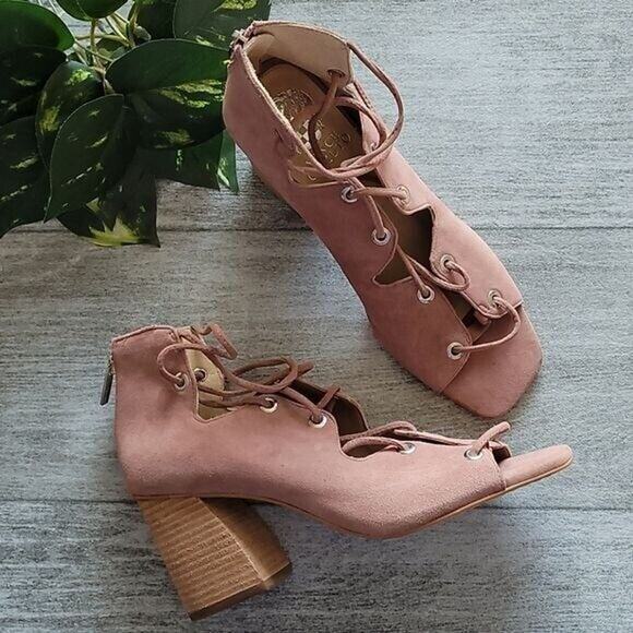 Vince Camuto Shoes - Vince Camuto Dusty Rose Nahara Leather Heeled Cage Sandal NEW Women's 7.5